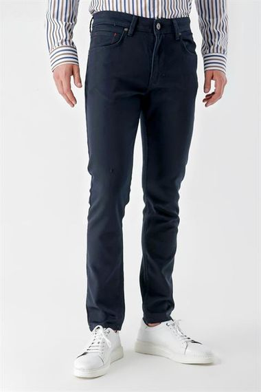 Morven Erkek Lacivert Mevsimlik Pamuk 5 Cep Slim Fit Jean Pantolon - fotoğraf 3
