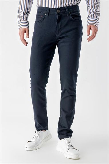 Morven Erkek Lacivert Mevsimlik Pamuk 5 Cep Slim Fit Jean Pantolon - fotoğraf 2
