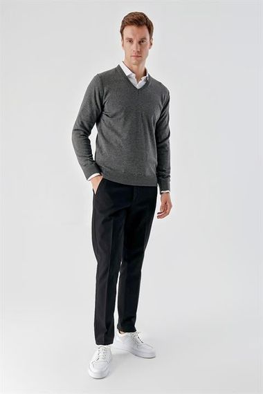 Morven Men's Smoked Basic V-Neck Dynamic Fit Comfortable Cut Knitwear - photo 5