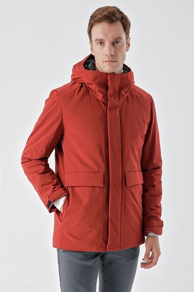 Morven Men's Tile Flora Snap-Up Hooded Dynamic Fit Comfortable Cut Coat - photo 2