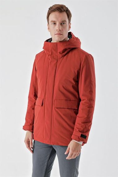 Morven Men's Tile Flora Snap-Up Hooded Dynamic Fit Comfortable Cut Coat - photo 4