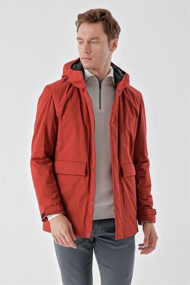 Morven Men's Tile Flora Snap-Up Hooded Dynamic Fit Comfortable Cut Coat - photo 1