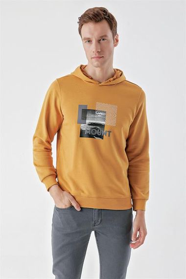 Morven Men's Mustard Yellow Trend Hooded Sweat-Shirt - photo 3