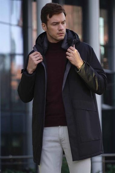 Morven Men's Black Flora Snap-Up Hooded Dynamic Fit Comfortable Cut Coat - photo 3