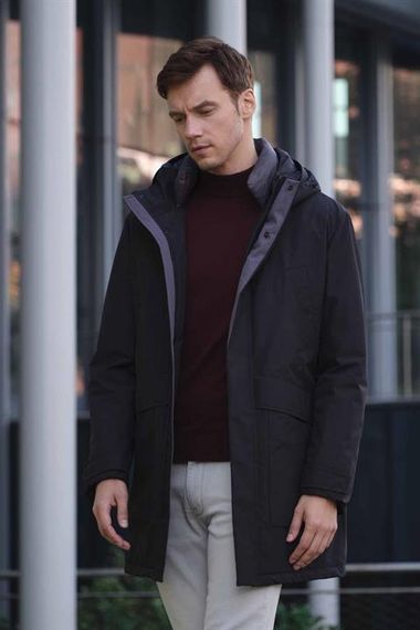 Morven Men's Black Flora Snap-Up Hooded Dynamic Fit Comfortable Cut Coat - photo 4