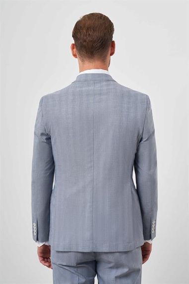 Morven Men's Navy Blue Polyviscon Trend Double Breasted Slim Fit Pointed Collar Suit - photo 5