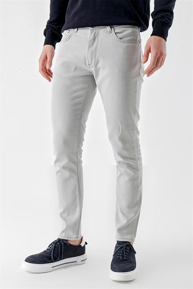 Morven Erkek Gri Mevsimlik Pamuk 5 Cep Slim Fit Jean Pantolon - fotoğraf 2