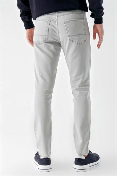 Morven Erkek Gri Mevsimlik Pamuk 5 Cep Slim Fit Jean Pantolon - fotoğraf 4