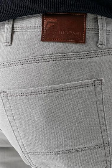 Morven Erkek Gri Mevsimlik Pamuk 5 Cep Slim Fit Jean Pantolon - fotoğraf 5