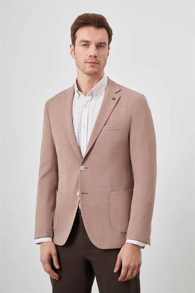 Morven Erkek Tarçın Dokuma Gofre Slim Fit Torba Cep Mono Yaka Spor Ceket - fotoğraf 3
