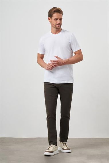 Morven Erkek Beyaz Basic Bisiklet Yaka Dynamic Fit T-Shirt - fotoğraf 4
