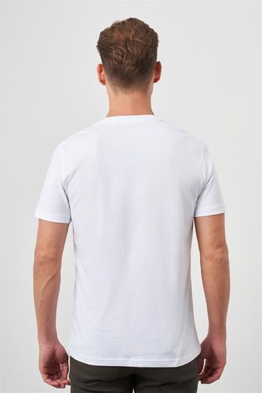 Morven Erkek Beyaz Basic Bisiklet Yaka Dynamic Fit T-Shirt - fotoğraf 5