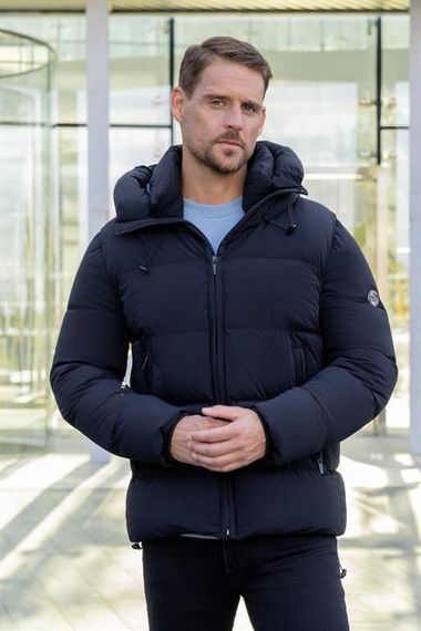 Morven Erkek Lacivert Moesta Fermuarlı Kapüşonlu Dynamic Fit Rahat Kesim Mont - fotoğraf 2