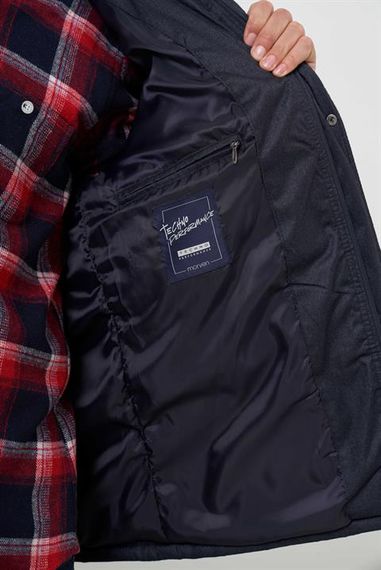Morven Erkek Lacivert Çıtçıtlı Kapüşonlu Dynamic Fit Rahat Kesim Mont - photo 4