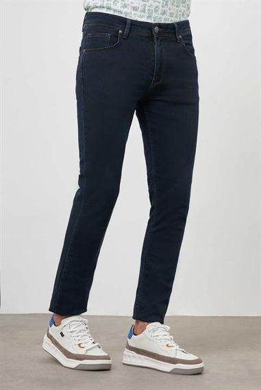 Morven Erkek Lacivert - Kahve Denim 5 Cep Slim Fit Jean Kot Pantolon - fotoğraf 3