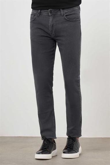 Morven Erkek Gri Denim 5 Cep Slim Fit Jean Kot Pantolon - fotoğraf 2