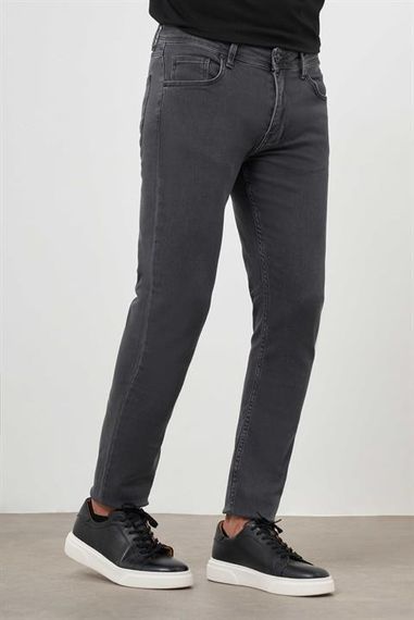 Morven Erkek Gri Denim 5 Cep Slim Fit Jean Kot Pantolon - fotoğraf 3
