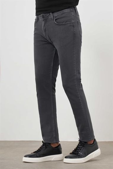 Morven Erkek Gri Denim 5 Cep Slim Fit Jean Kot Pantolon - fotoğraf 4
