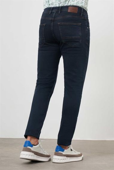 Morven Erkek Lacivert - Kahve Denim 5 Cep Slim Fit Jean Kot Pantolon - fotoğraf 5