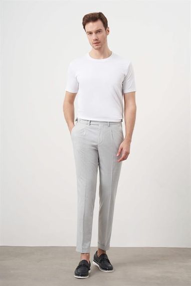 Чоловічі сірі полівісконні спортивні брюки з принтом, Slim Fit, з боковими кишенями - фото 5