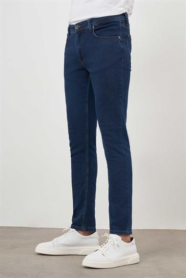 Morven Erkek Lacivert Denim 5 Cep Slim Fit Jean Kot Pantolon - fotoğraf 3