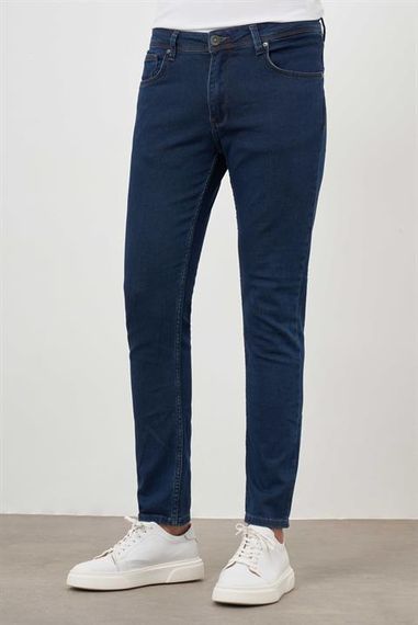 Morven Erkek Lacivert Denim 5 Cep Slim Fit Jean Kot Pantolon - fotoğraf 2