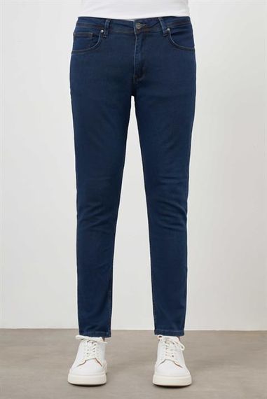 Morven Erkek Lacivert Denim 5 Cep Slim Fit Jean Kot Pantolon - fotoğraf 1