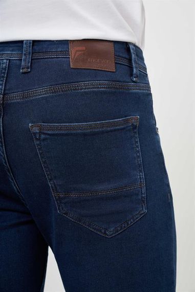 Morven Erkek Lacivert Denim 5 Cep Slim Fit Jean Kot Pantolon - fotoğraf 4