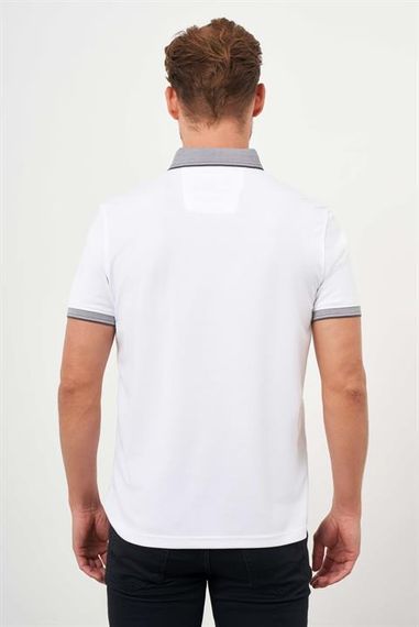 Morven Erkek Beyaz Trend Merserize Düz Düğmeli Yaka Dynamic Fit T-Shirt - fotoğraf 5