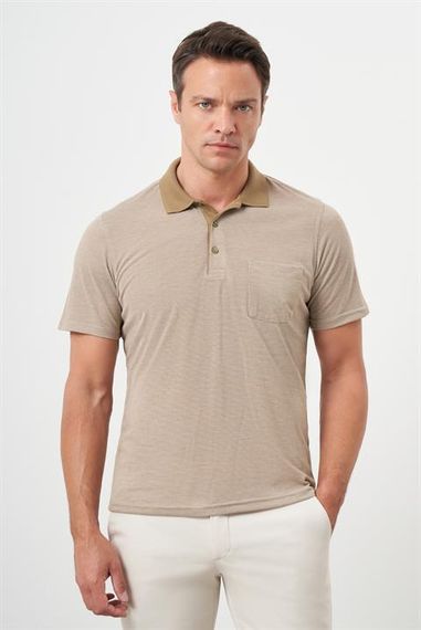 Morven Erkek Bej Trend Cepli Polo Yaka T-Shirt - fotoğraf 1