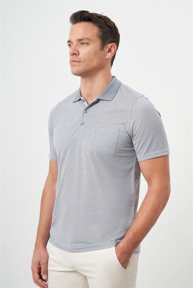 Morven Erkek Gri Trend Cepli Polo Yaka T-Shirt - fotoğraf 3