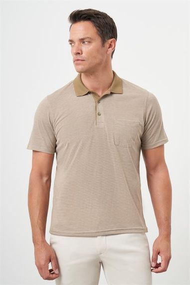Morven Erkek Bej Trend Cepli Polo Yaka T-Shirt - fotoğraf 2