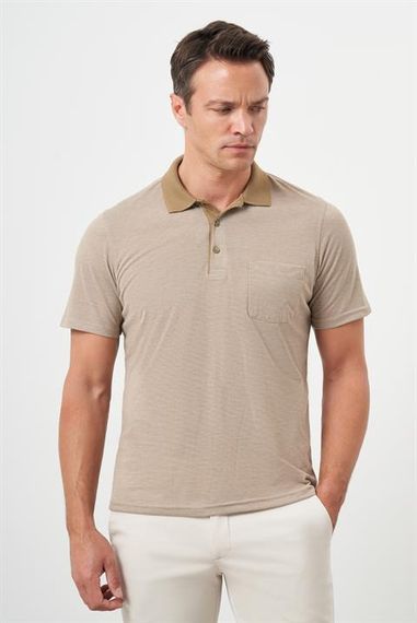 Morven Erkek Bej Trend Cepli Polo Yaka T-Shirt - fotoğraf 3