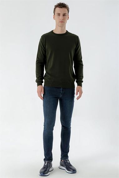 Morven Erkek Haki Basic Bisiklet Yaka Dynamic Fit Rahat Kesim Triko - fotoğraf 5