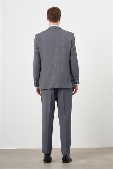 بدلة رجالية رمادية بتصميم عصري بليزر ذو ياقة أحادية وقصة ديناميكية مصنوعة من 64% بوليستر و34% فيسكوز و2% ليكرا - صورة 5