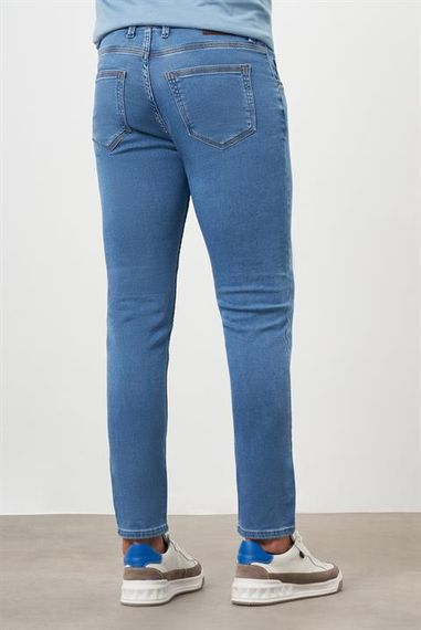 Morven Erkek Mavi Denim 5 Cep Slim Fit Jean Kot Pantolon - fotoğraf 4