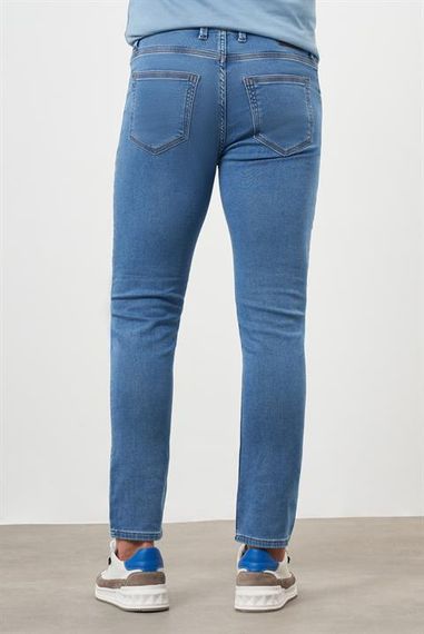 Morven Erkek Mavi Denim 5 Cep Slim Fit Jean Kot Pantolon - fotoğraf 3