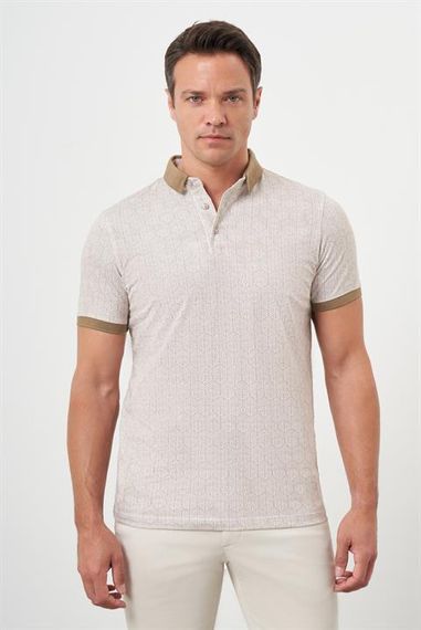 Morven Erkek AÇIK KAHVE Trend Compact Rotasyon Baskı Pike Polo Yaka T-Shirt - fotoğraf 1