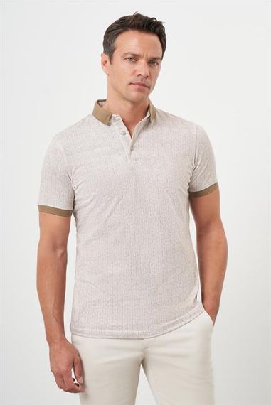 Morven Erkek AÇIK KAHVE Trend Compact Rotasyon Baskı Pike Polo Yaka T-Shirt - fotoğraf 2