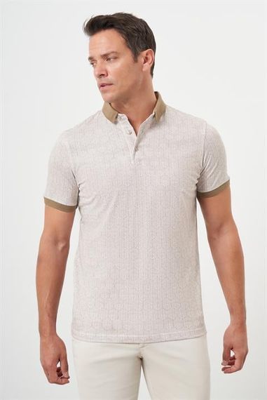 Morven Erkek AÇIK KAHVE Trend Compact Rotasyon Baskı Pike Polo Yaka T-Shirt - fotoğraf 3