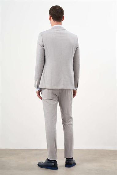 Мужской костюм с узором в полоску, Slim Fit, однохлопковый, синего цвета, 44% полиэстер, 36% хлопок, 17% вискоза, 3% эластан - фото 3