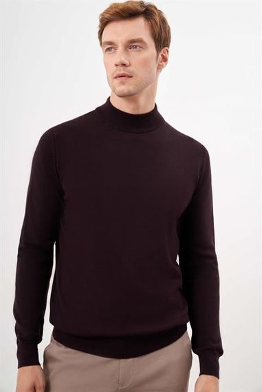 Чоловічий фіолетовий светр з напіввисоким коміром, динамічний крій, 50% бавовна, 50% акрил, довгий рукав - фото 3