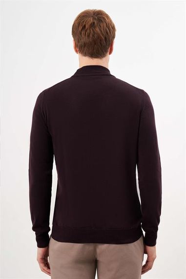 Чоловічий фіолетовий светр з напіввисоким коміром, динамічний крій, 50% бавовна, 50% акрил, довгий рукав - фото 5