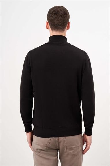 Мужской черный свитер с высоким воротником, динамичный крой, свободный стиль, 50% хлопок, 50% акрил, длинные рукава, размеры S-XXL - фото 5
