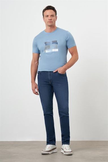 Morven Erkek Mavi Denim 5 Cep Dynamic Fit Jean Kot Pantolon - fotoğraf 5