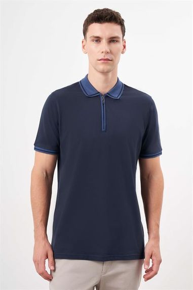 Morven Erkek Lacivert Trend Polo Yaka Dynamic Fit T-Shirt - fotoğraf 1