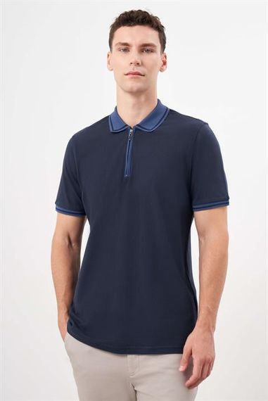 Morven Erkek Lacivert Trend Polo Yaka Dynamic Fit T-Shirt - fotoğraf 2