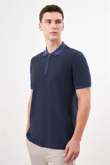 Morven Erkek Lacivert Trend Polo Yaka Dynamic Fit T-Shirt - fotoğraf 3