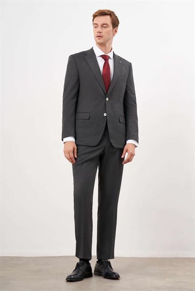 Morven Erkek Siyah Poliviskon Trend Ekoseli Dynamic Fit Mono Yaka Takım Elbise - photo 3