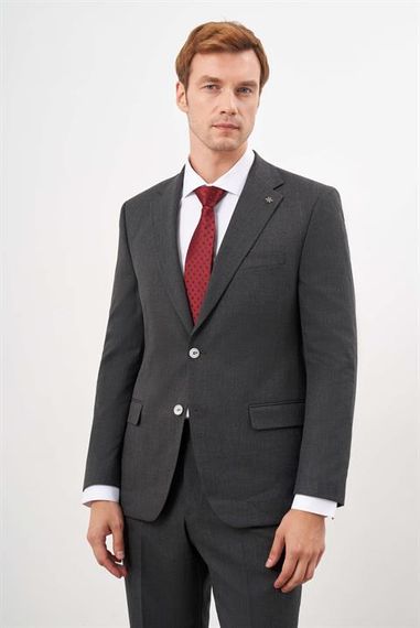 Morven Erkek Siyah Poliviskon Trend Ekoseli Dynamic Fit Mono Yaka Takım Elbise - photo 1